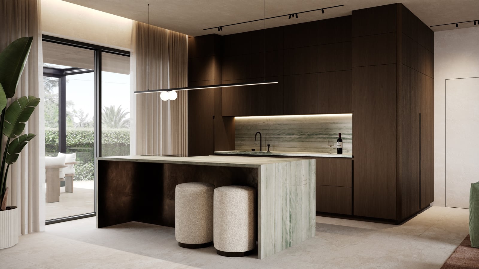 Ambiente con superfici in marmo — render d’interni