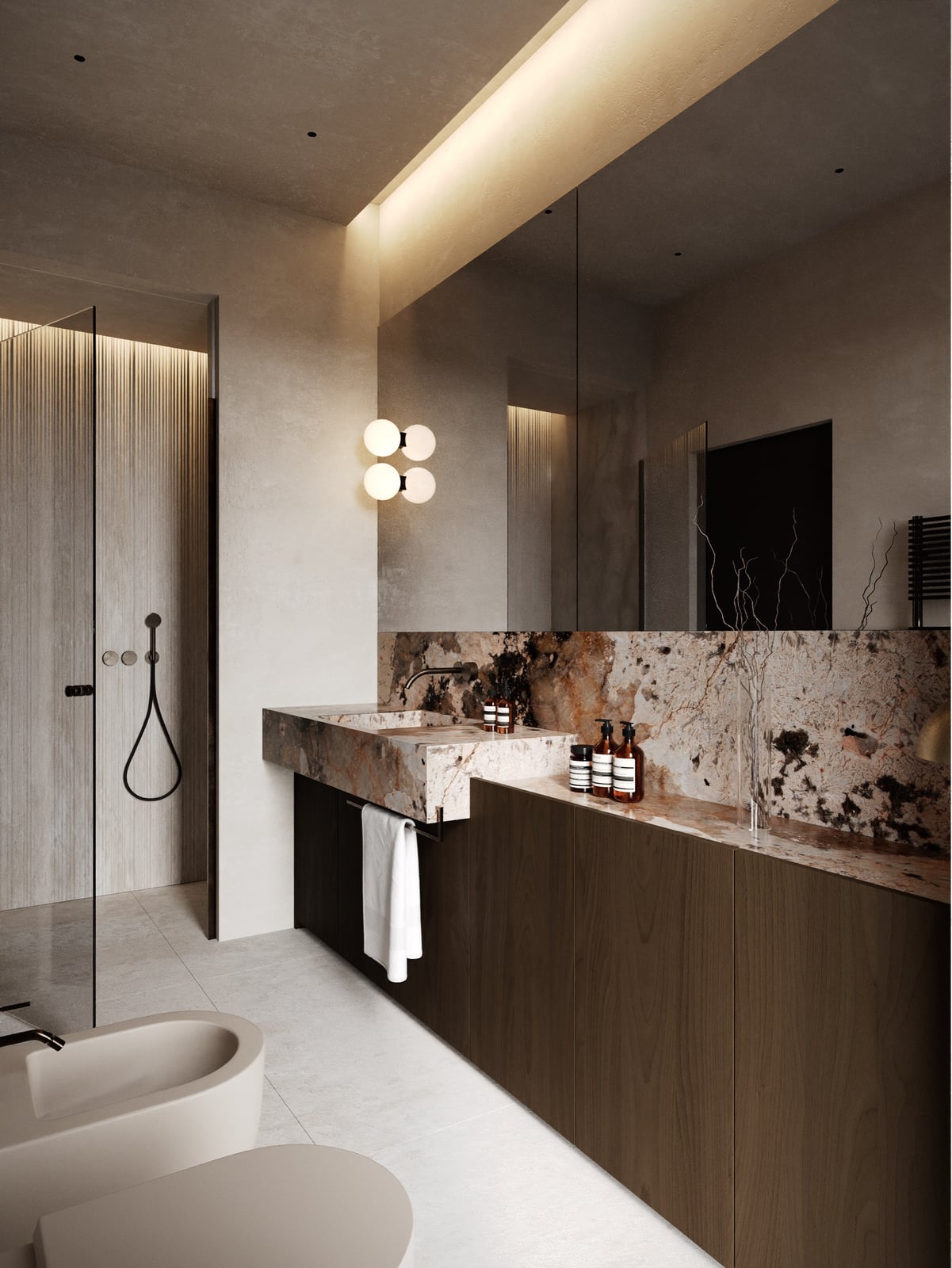 Bagno in marmo — render d’interni