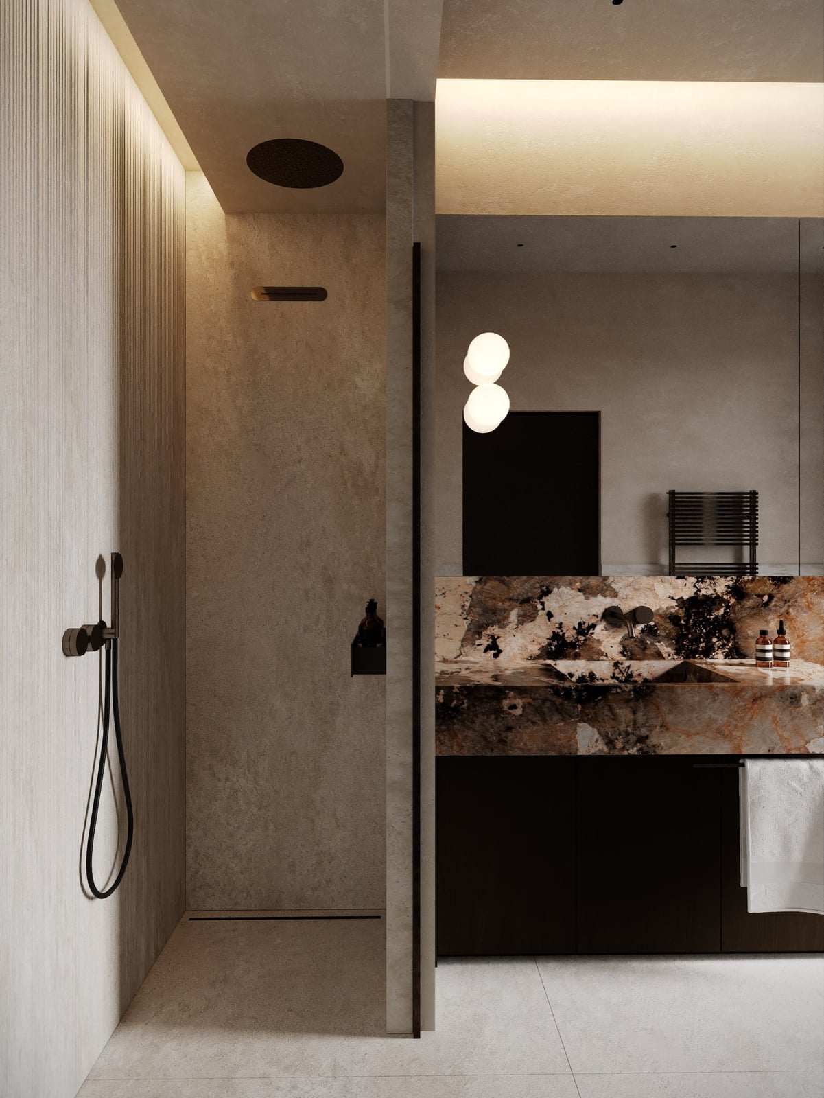 Bagno in marmo — render d’interni